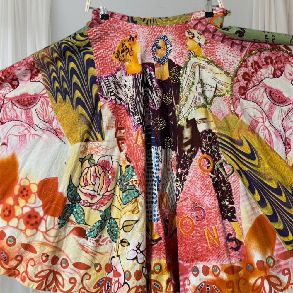 VTG~ LAPIS~ Full Circle Embellished Beads & Sequins WEARABLE ART Skirt~Size S